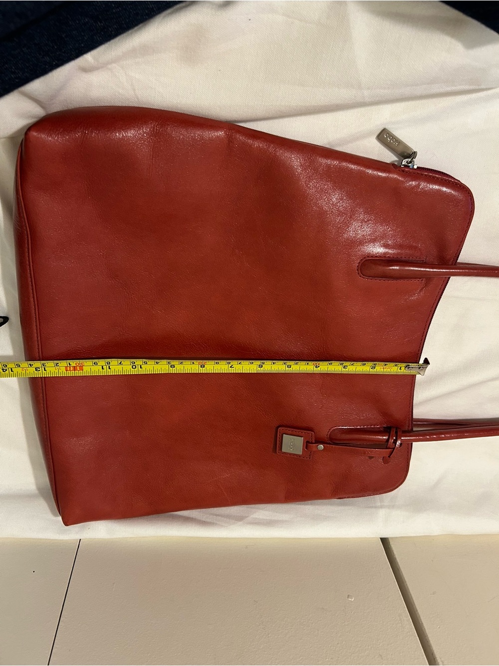 Rare vintage Y2K HOBO international minimalist red leather shoulder tote bag - Picture 10 of 13